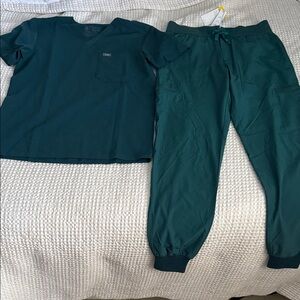 Figs Men's Scrub Set in Dark Green/Teal